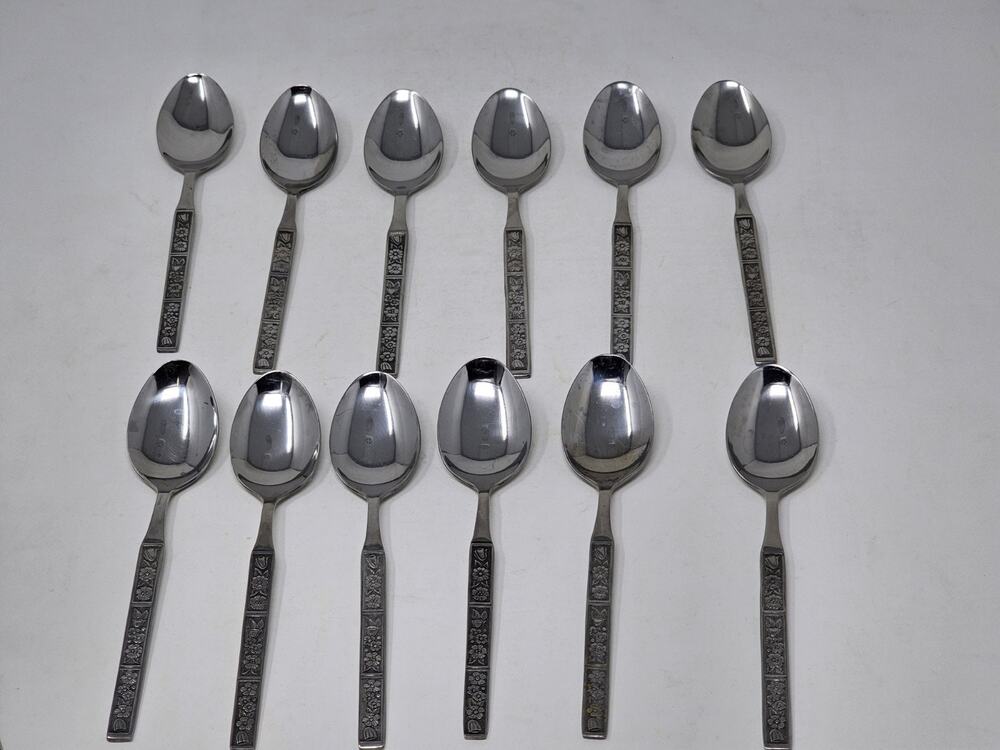 Set of 12 VTG Northland Korea Spring Fever Stainless Teaspoons Flatware